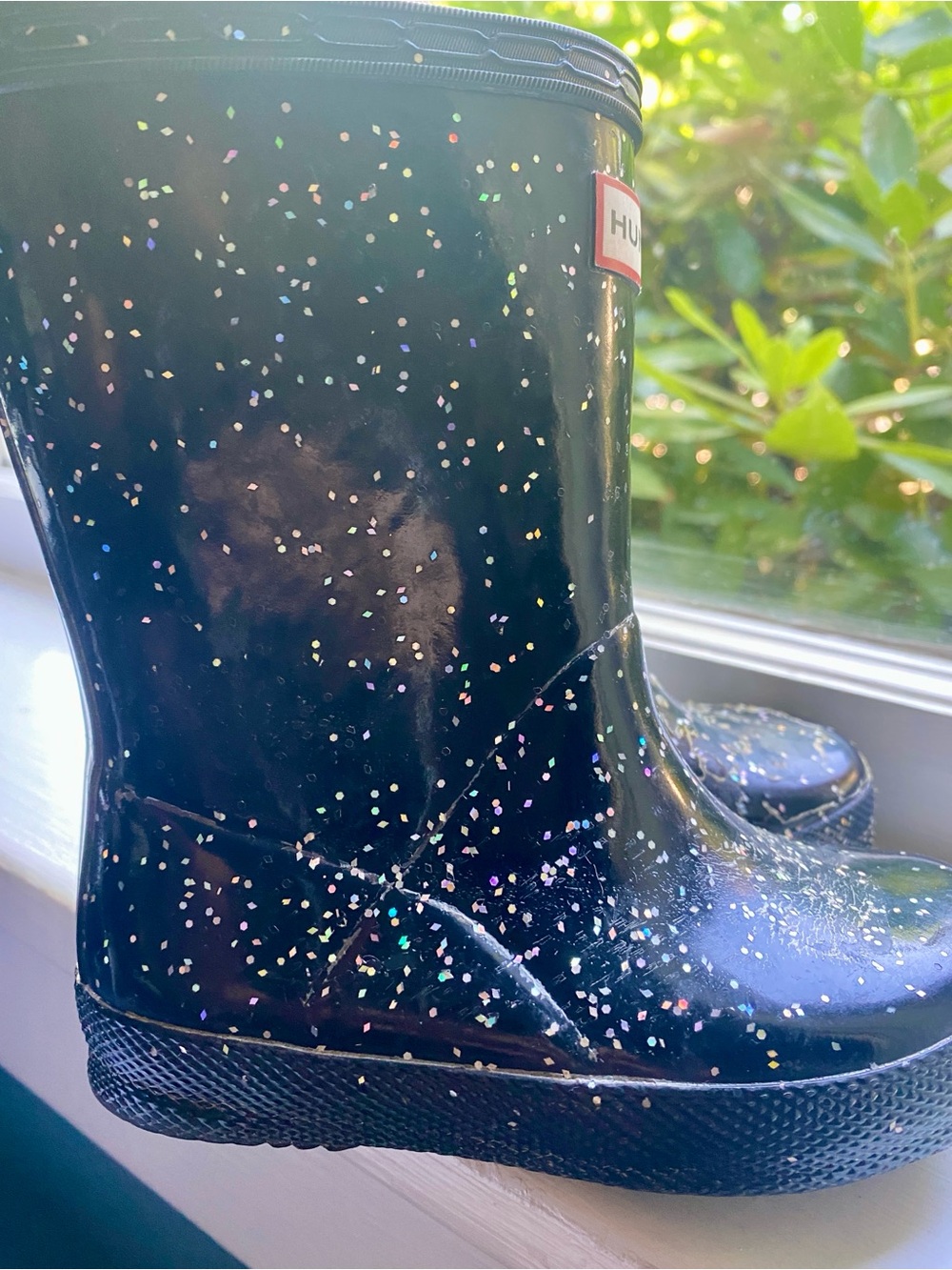 Hunter Kids Original Glitter Rain boots black toddler US 7 UK 6